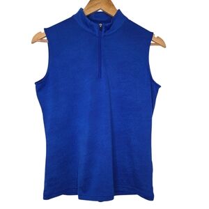 FootJoy Womens Blue Sleeveless Performance Quarter Zip Golf Polo Shirt Small